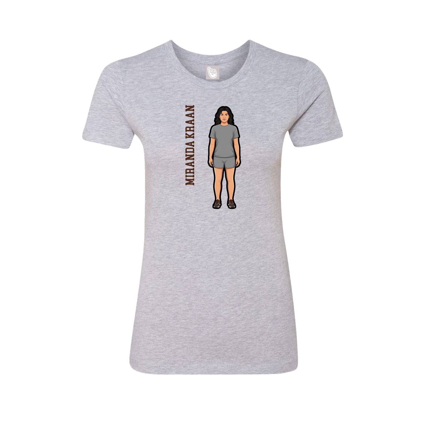 Fitted Women's Tee — Name Vertical in Grey