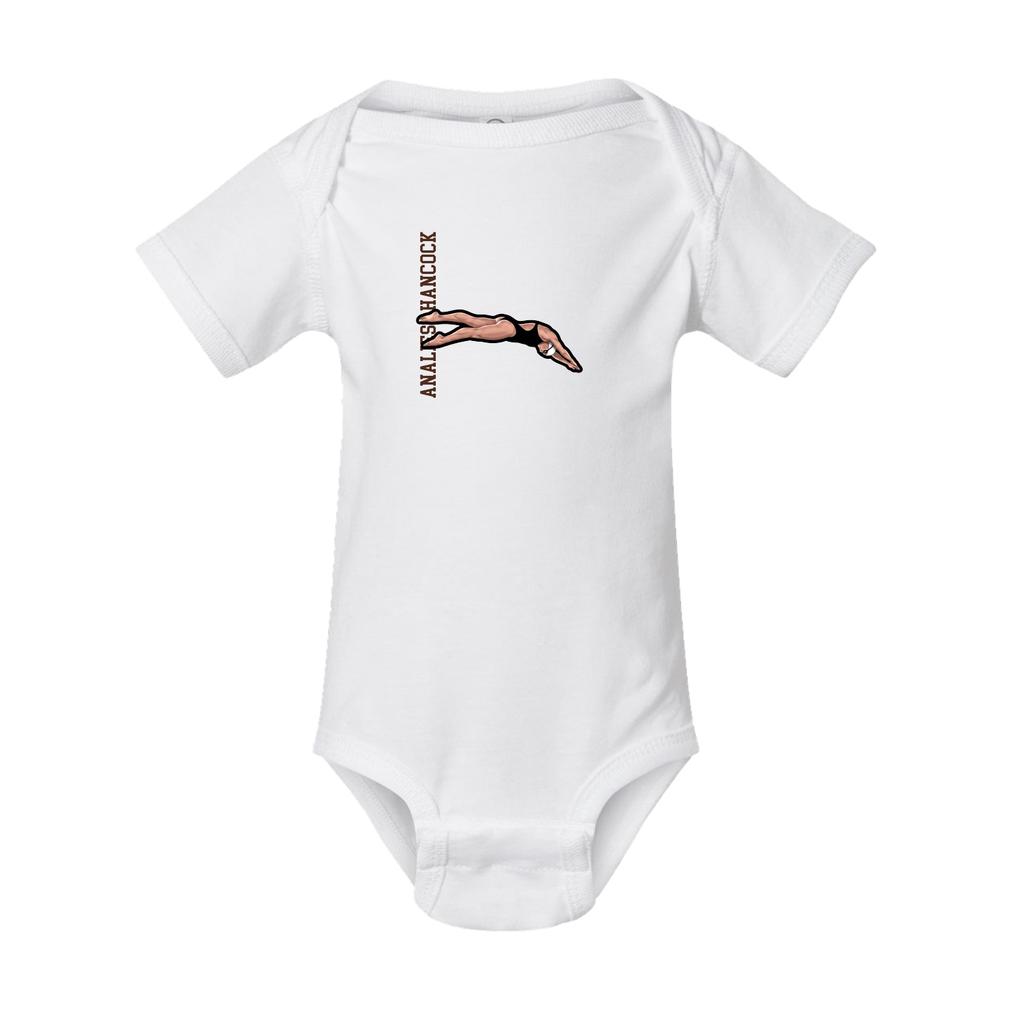 Baby Onesie — Name Vertical in White