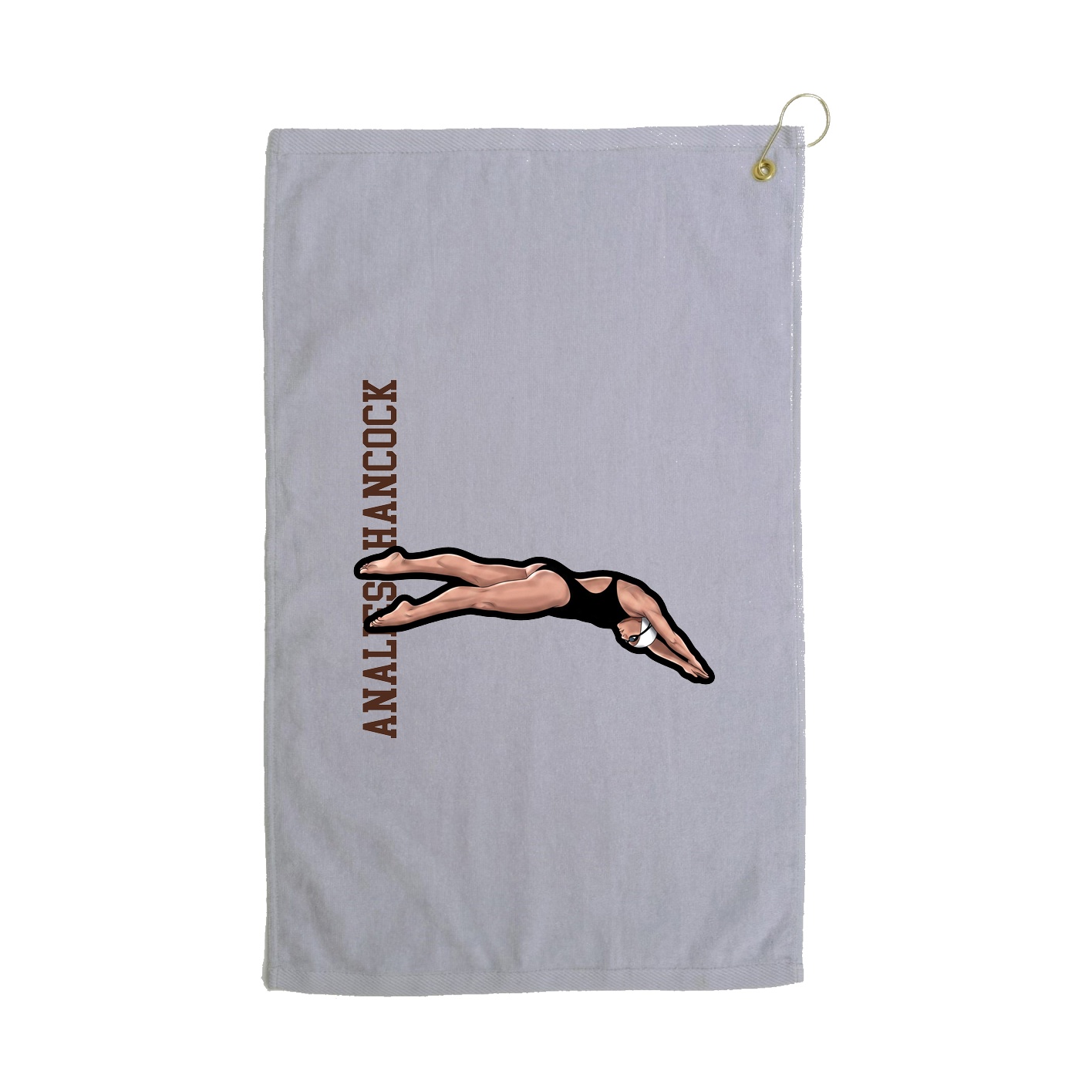 Golf Towel — Name Vertical in Grey