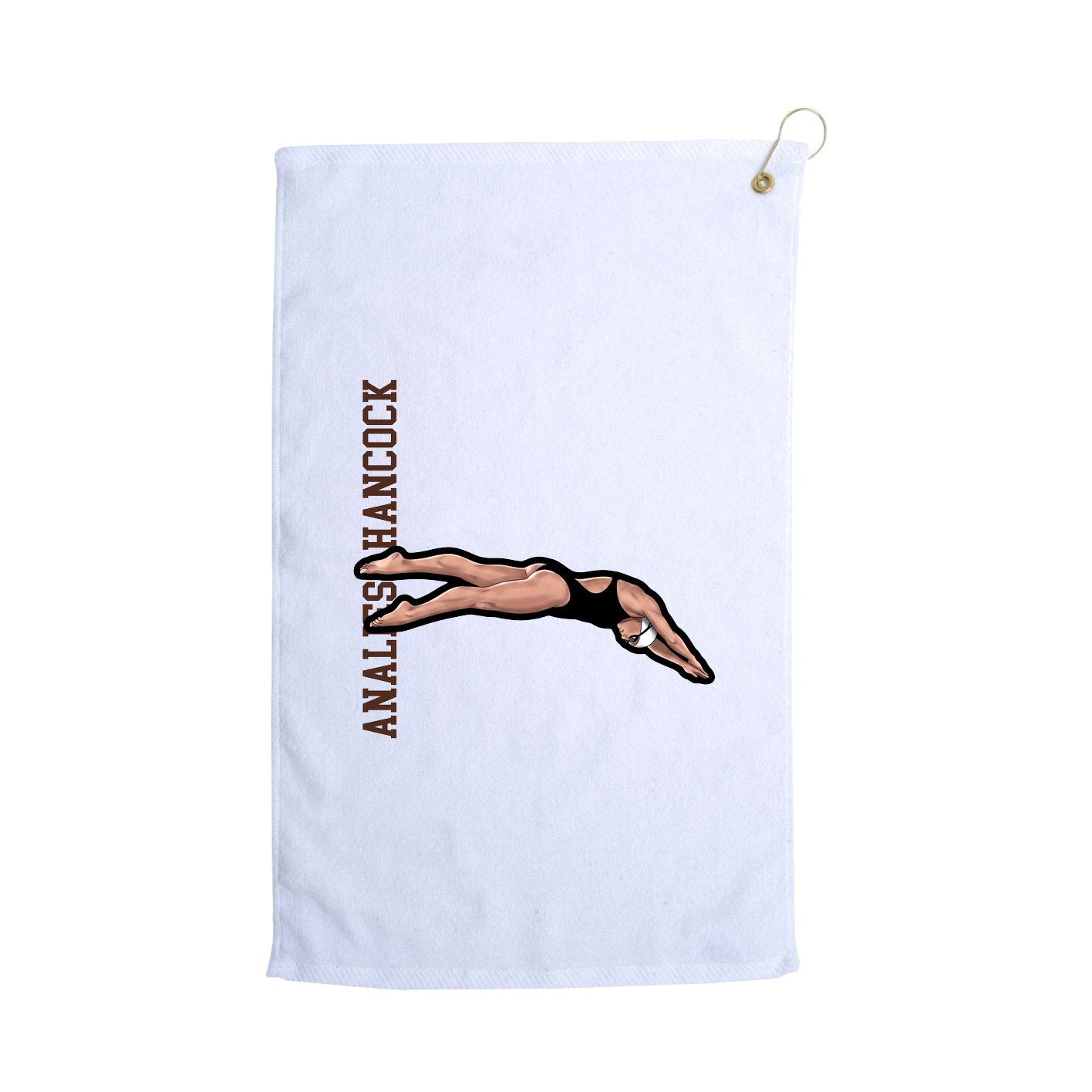 Golf Towel — Name Vertical in White