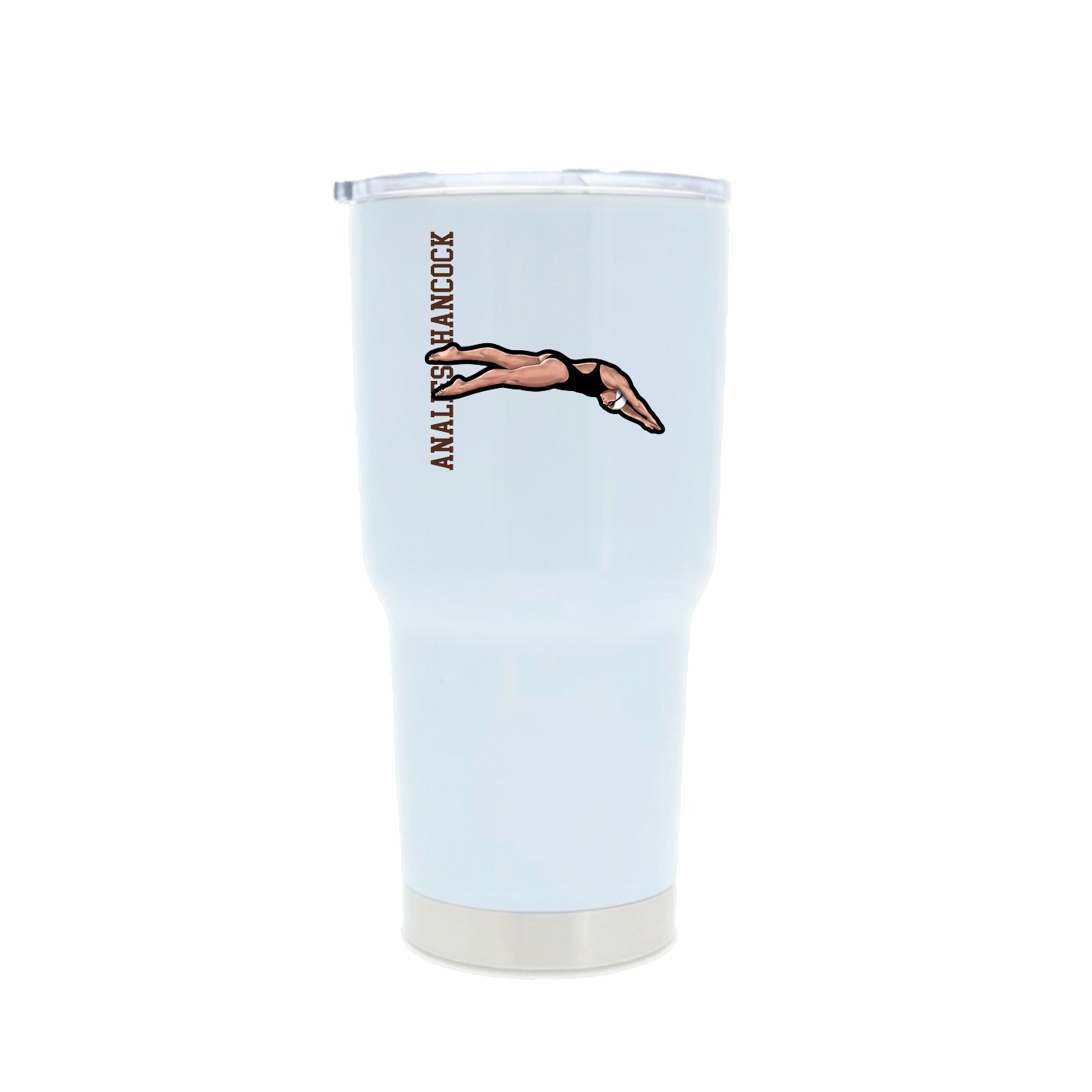 30oz Stainless Steel Tumbler — Name Vertical in White