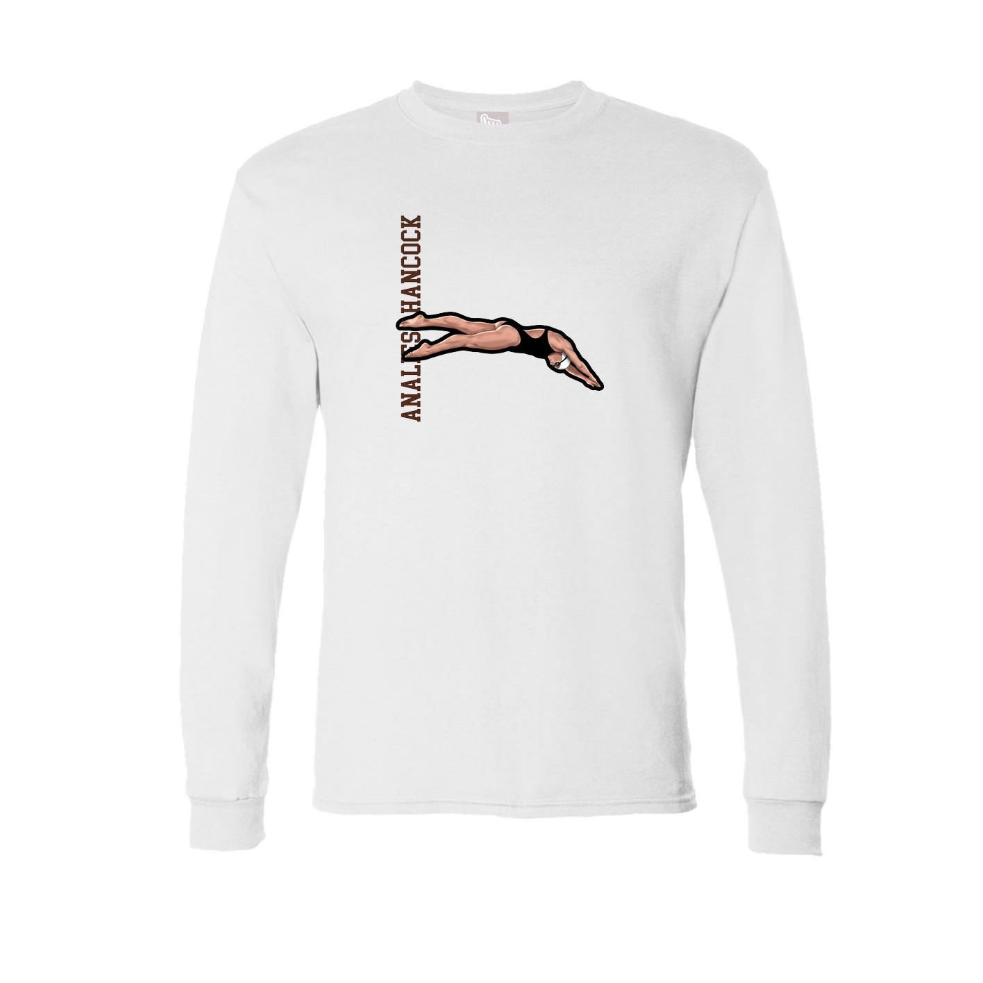 Long Sleeve Tee — Name Vertical in White