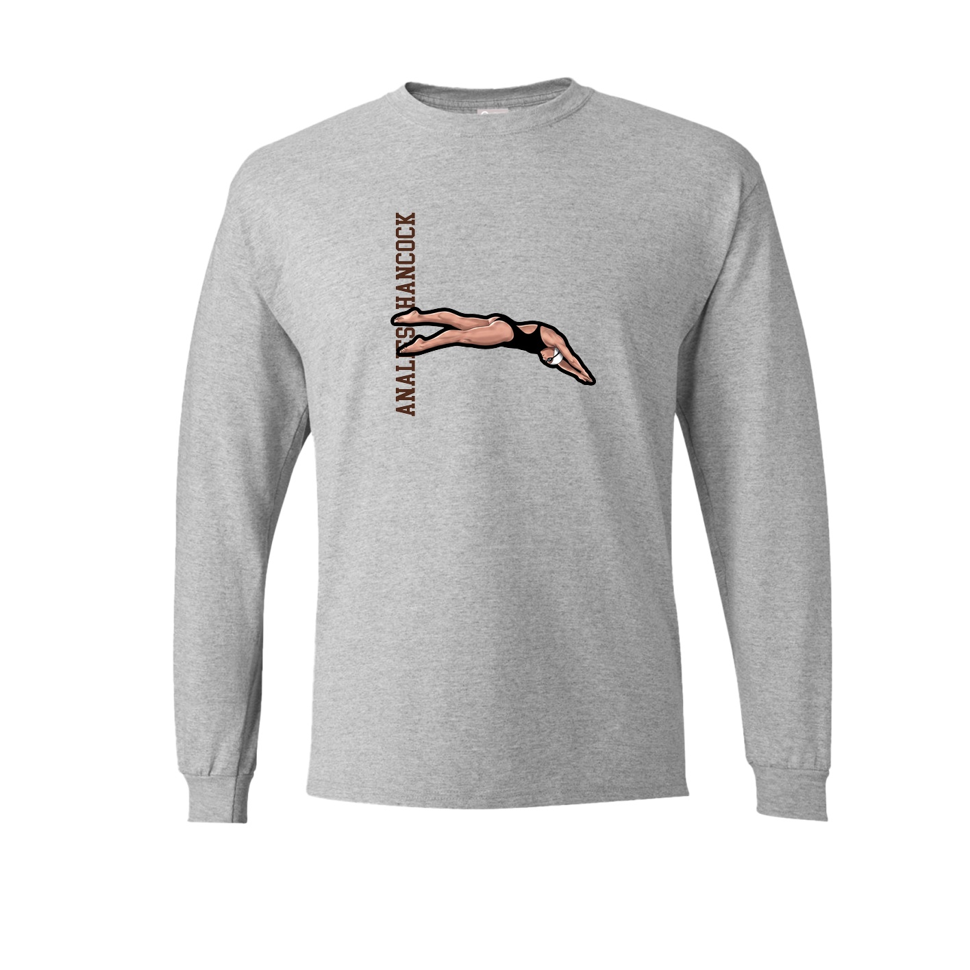 Long Sleeve Tee — Name Vertical in Grey