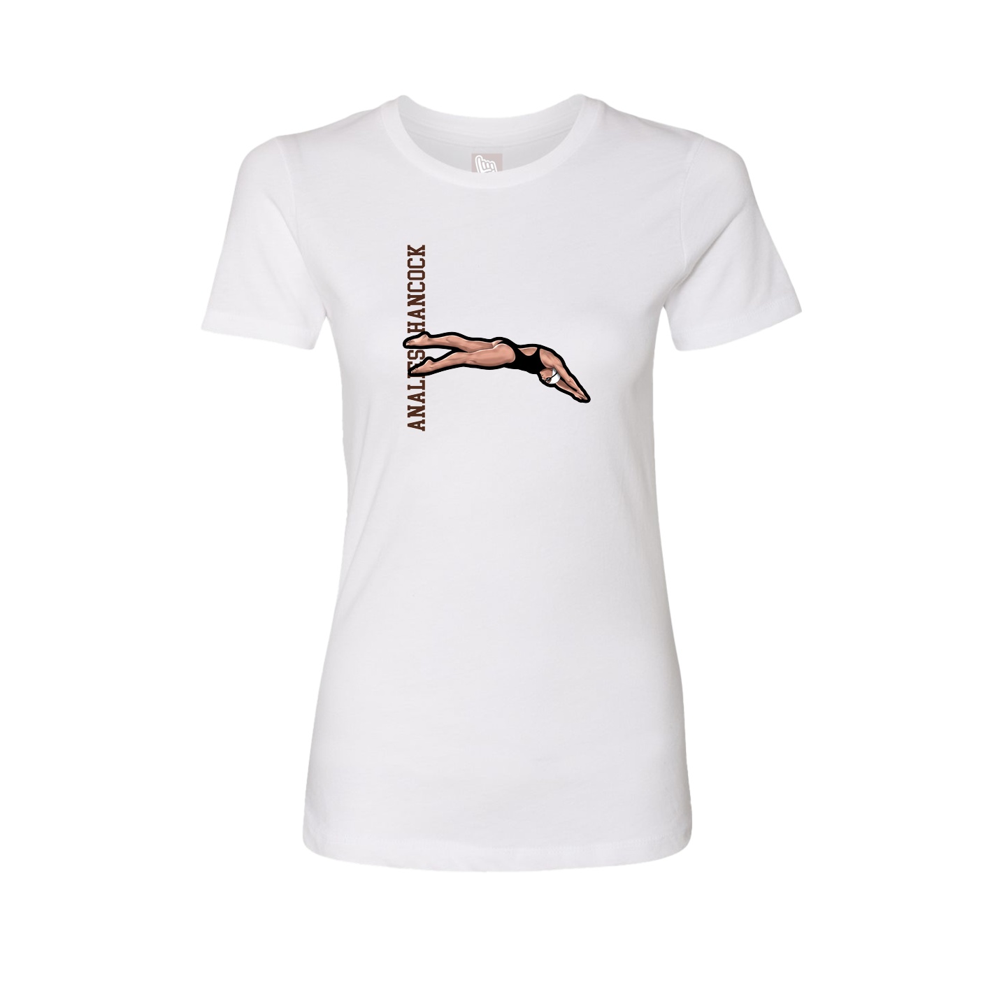 Womens Tee — Name Vertical in White