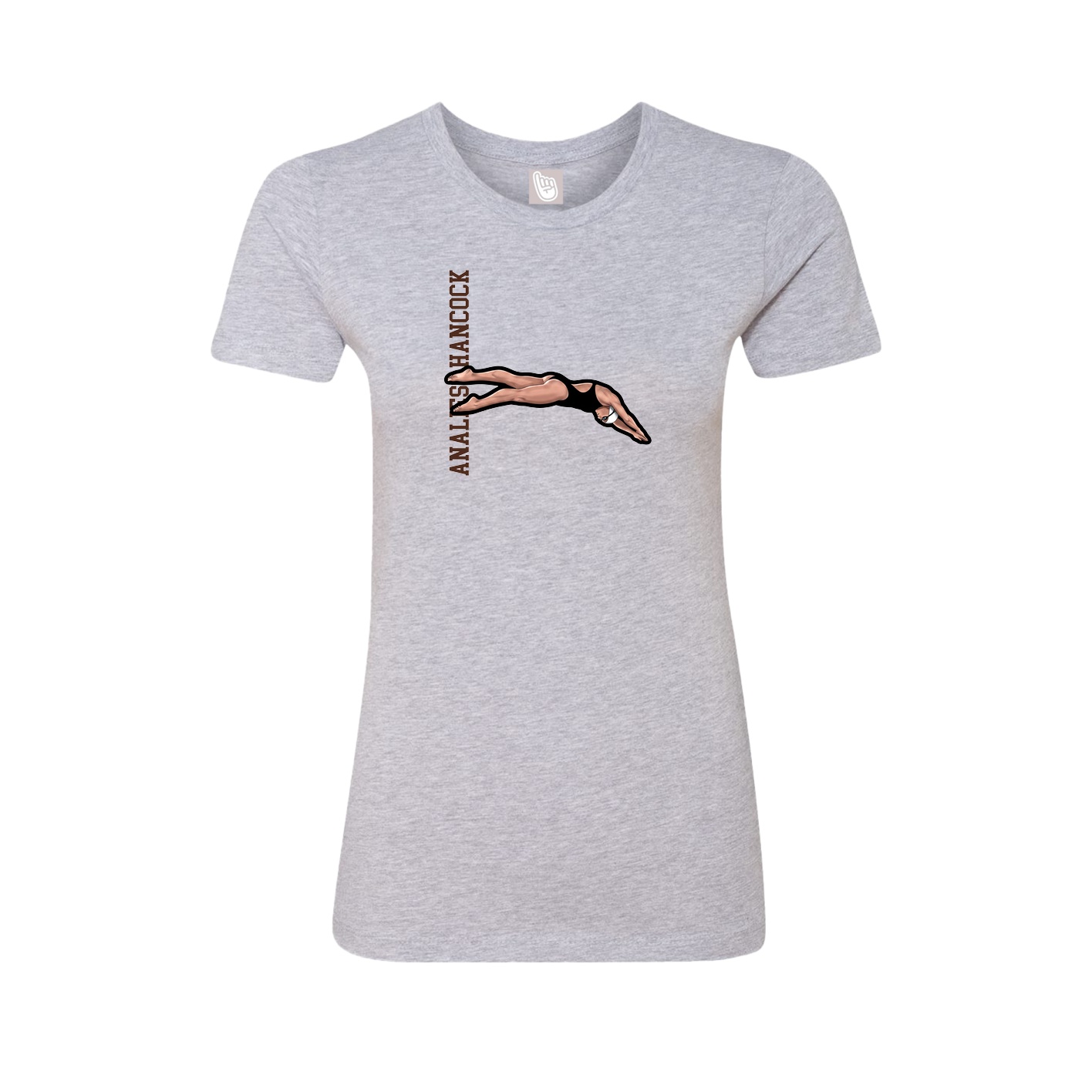 Womens Tee — Name Vertical in Grey