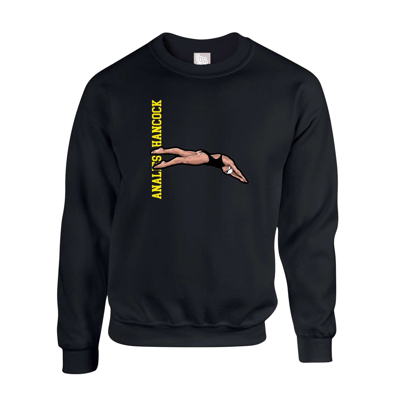 Fleece Crew — Name Vertical in Black