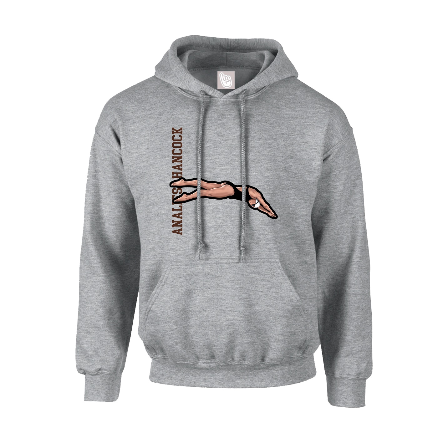 Youth Hoodie — Name Vertical in Grey