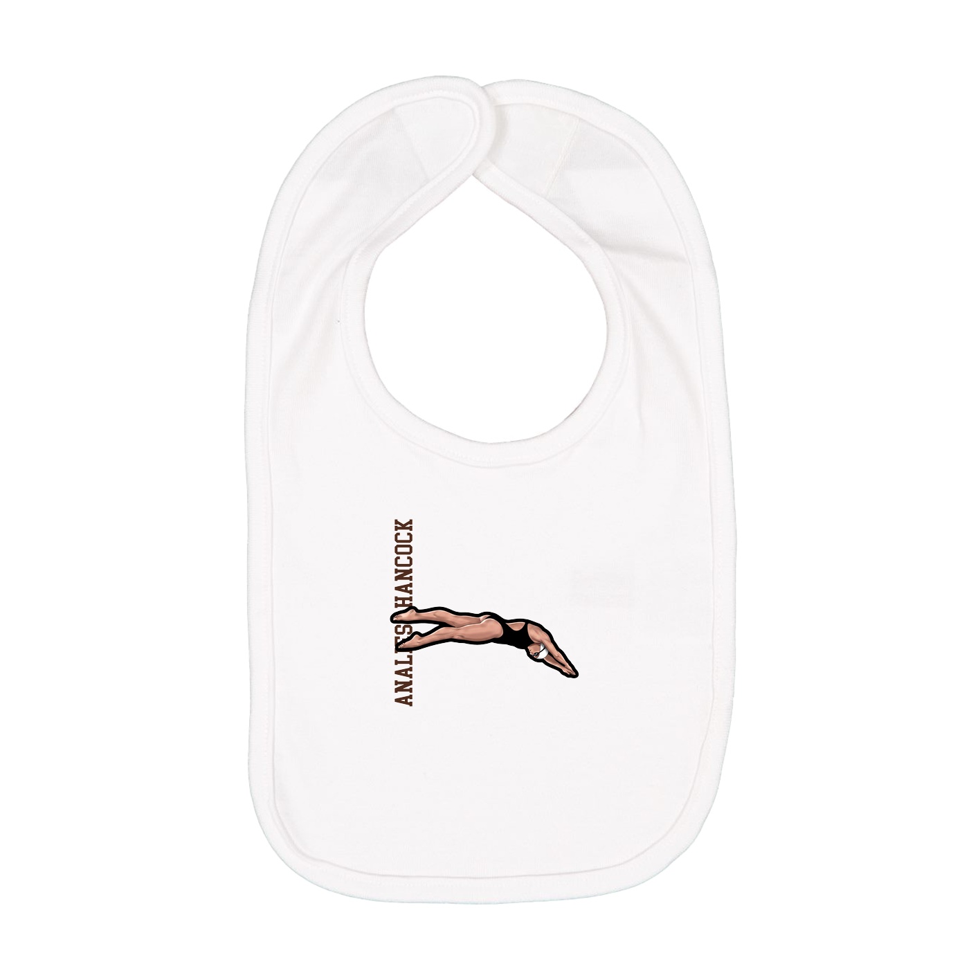 Infant Bib — Name Vertical in White