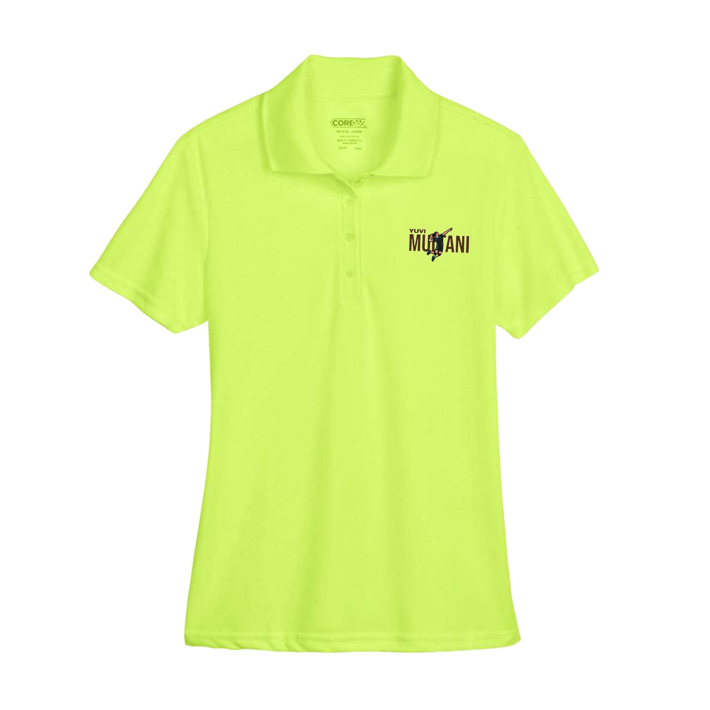 Womens Performance Polo — Player Name in Yellow
