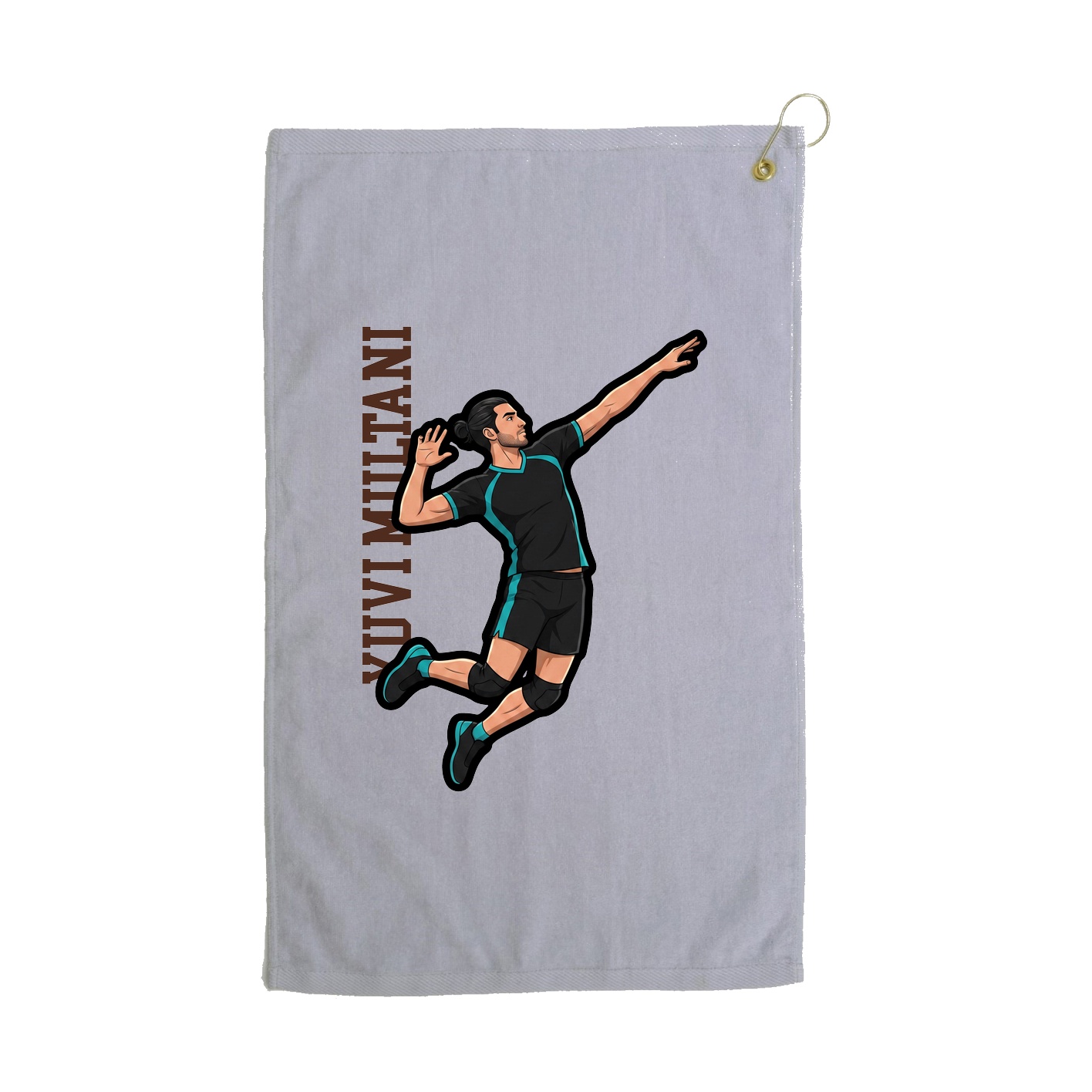 Golf Towel — Name Vertical in Grey