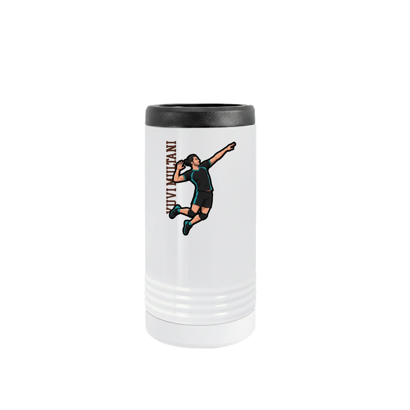 Slim Beverage Holder — Name Vertical in White