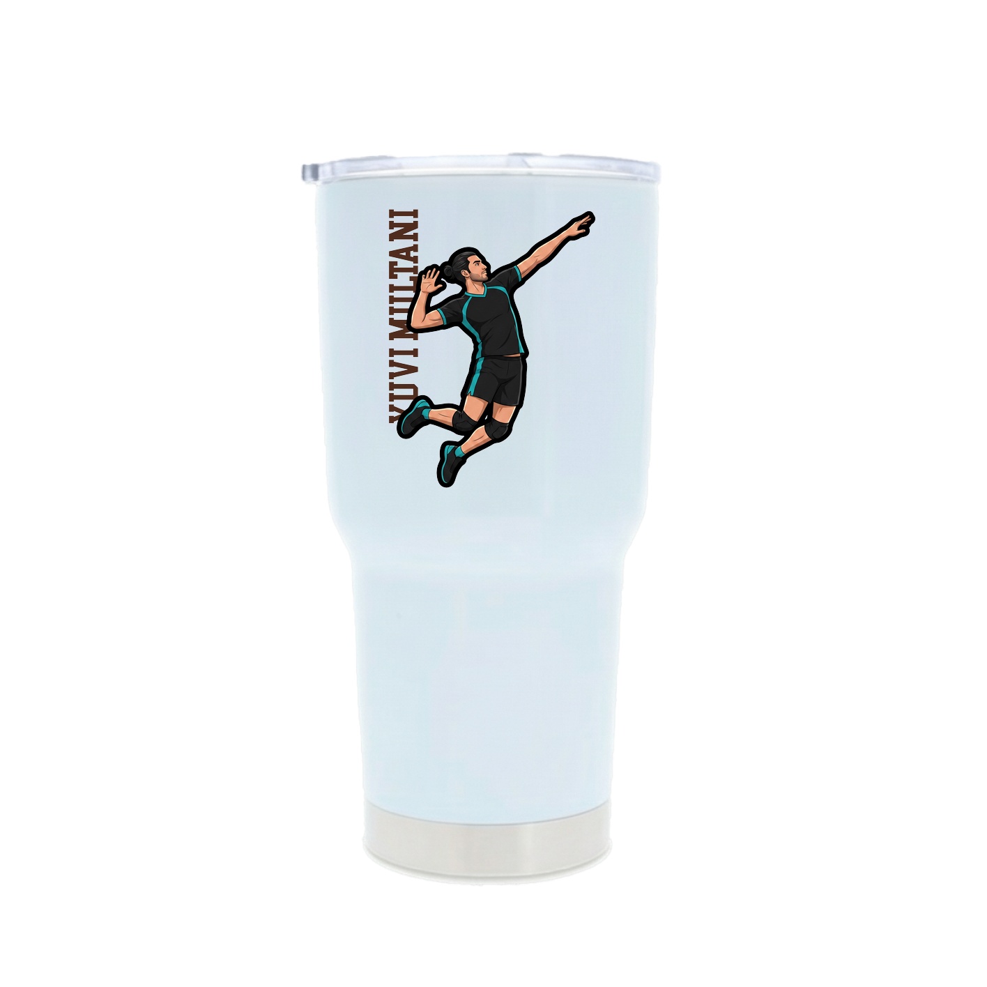 30oz Stainless Steel Tumbler — Name Vertical in White