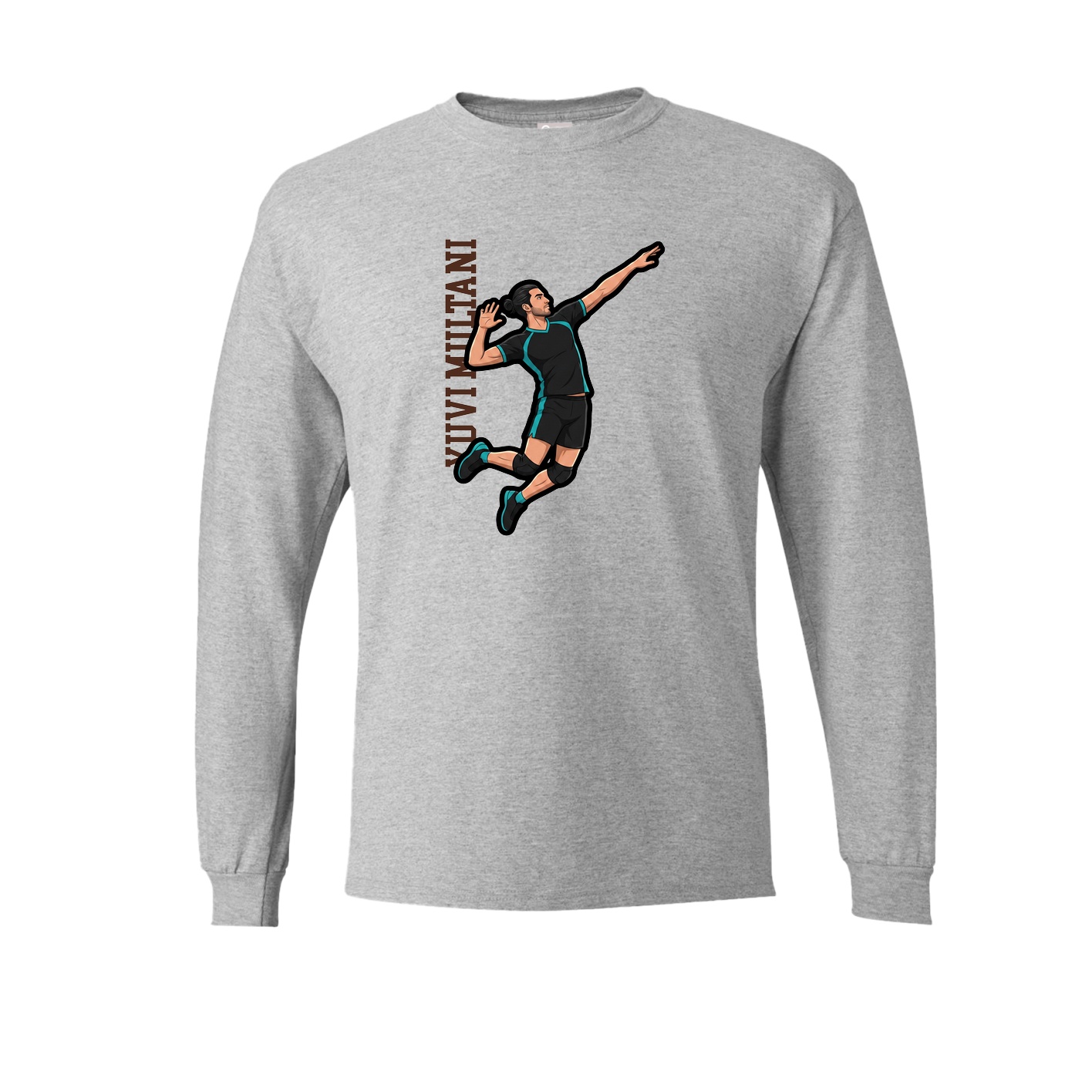 Long Sleeve Tee — Name Vertical in Grey