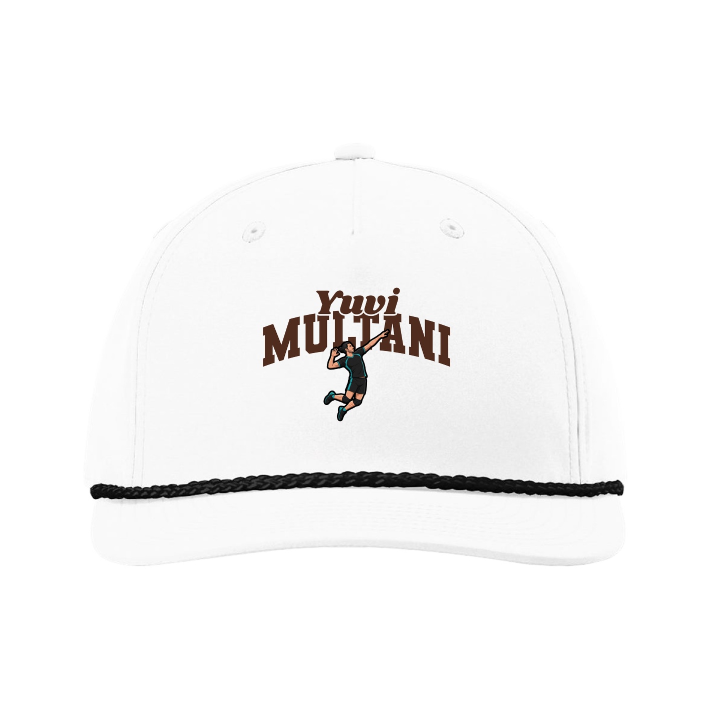 Five-Panel Classic Rope Cap — Signature Arch in White