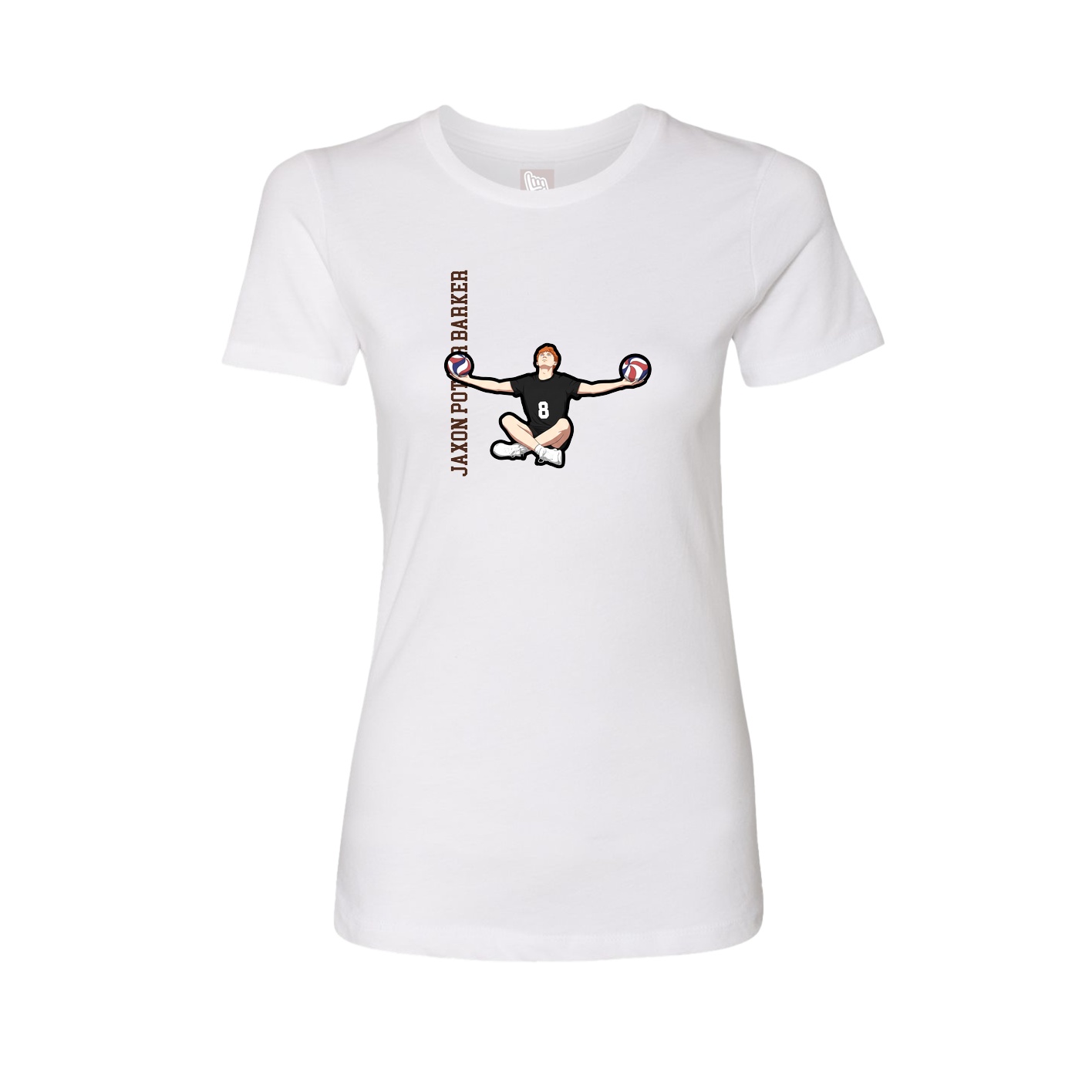 Fitted Women's Tee — Name Vertical in White