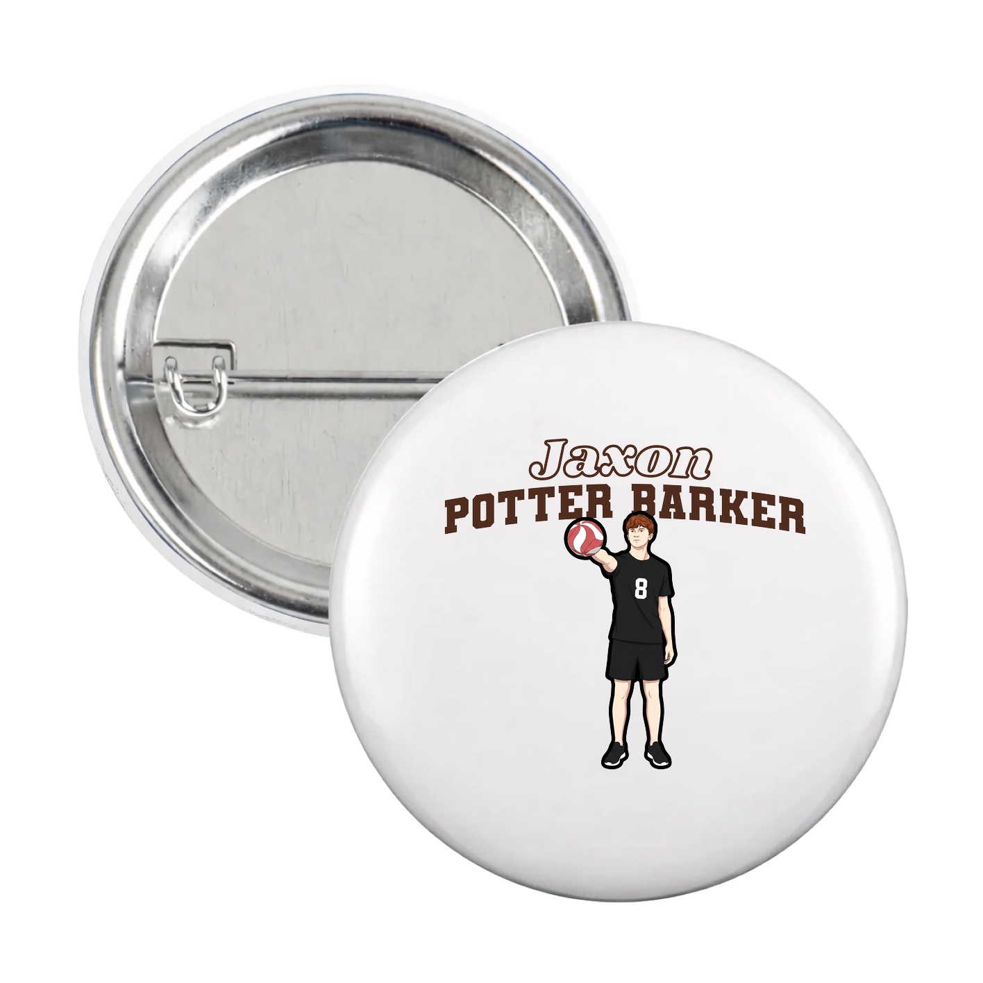 Game Day Button — Name Arch in White