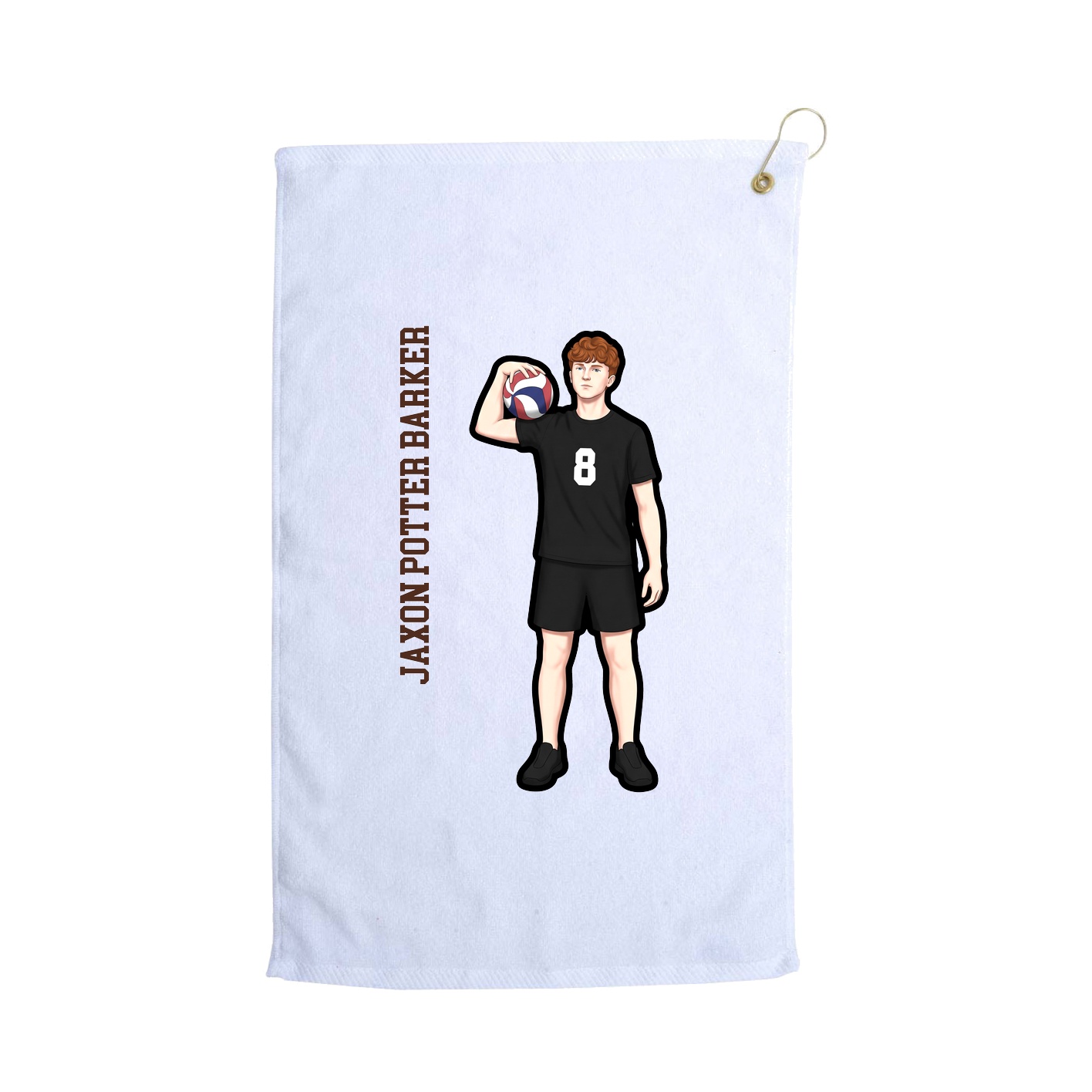 Golf Towel — Name Vertical in White