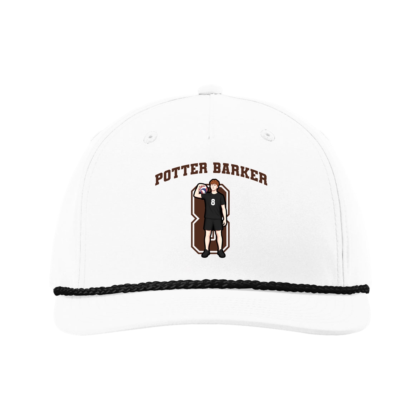 Five-Panel Classic Rope Cap — Number in White