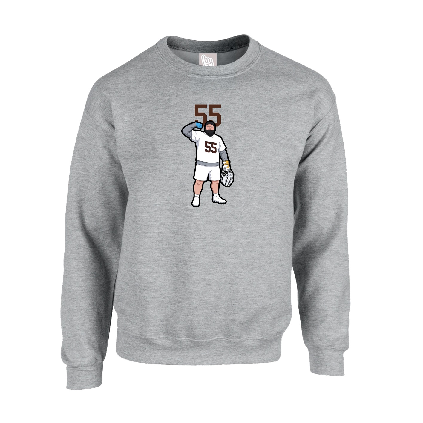 Fleece Crew — Number Top in Grey