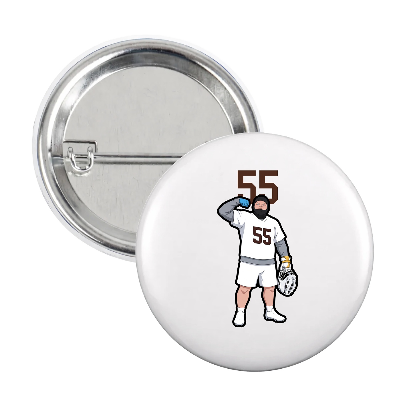 Game Day Button — Number Top in White
