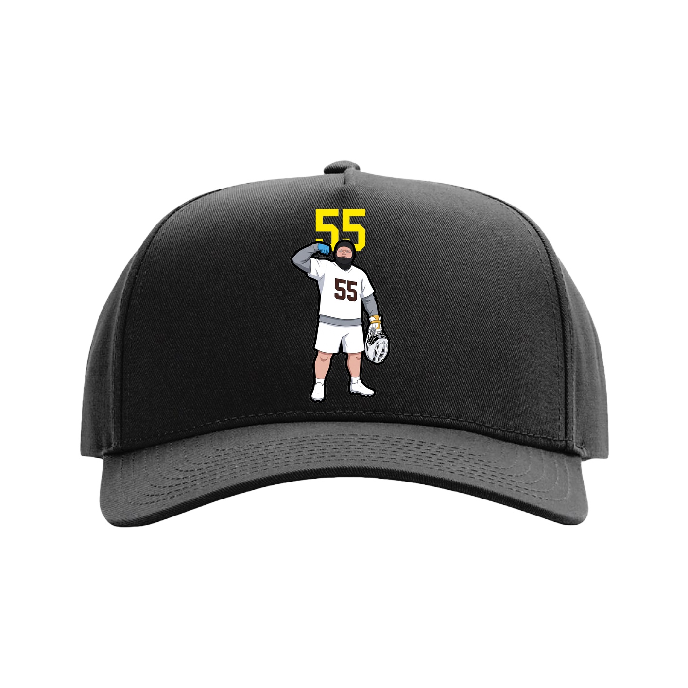 Full Fabric Five-Panel Champ Cap — Number Top in Black
