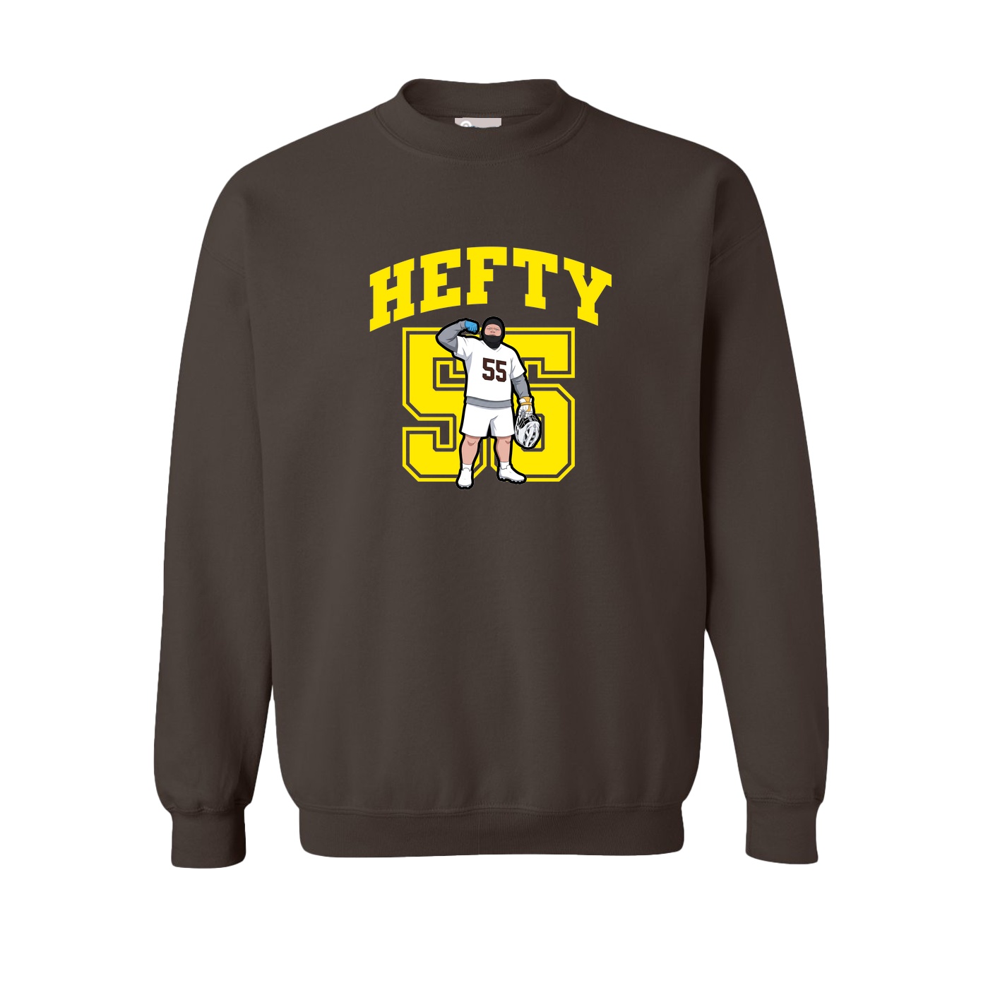 Fleece Crew — Number in Brown