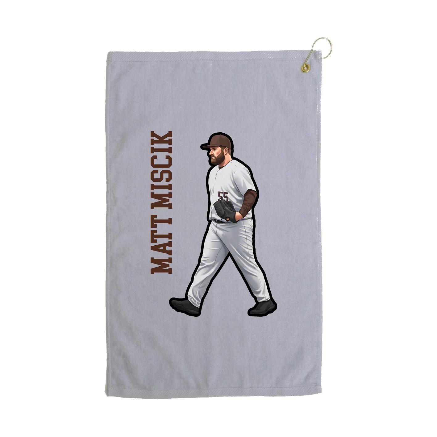 Golf Towel — Name Vertical in Grey