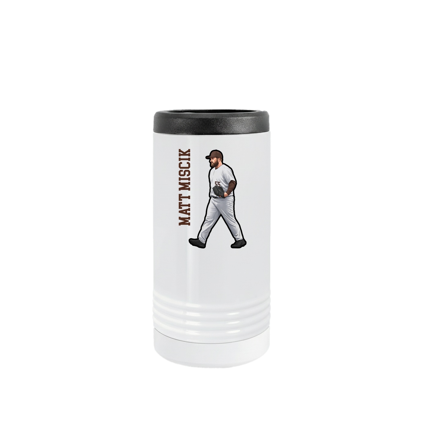 Slim Beverage Holder — Name Vertical in White