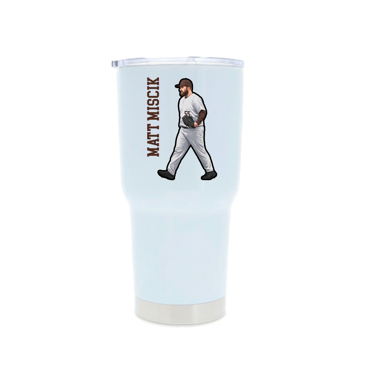 30oz Stainless Steel Tumbler — Name Vertical in White