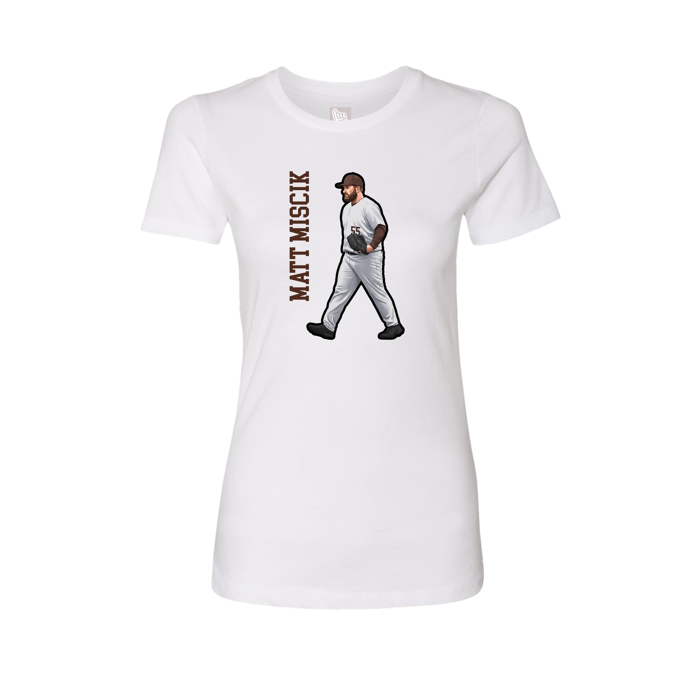 Fitted Women's Tee — Name Vertical in White