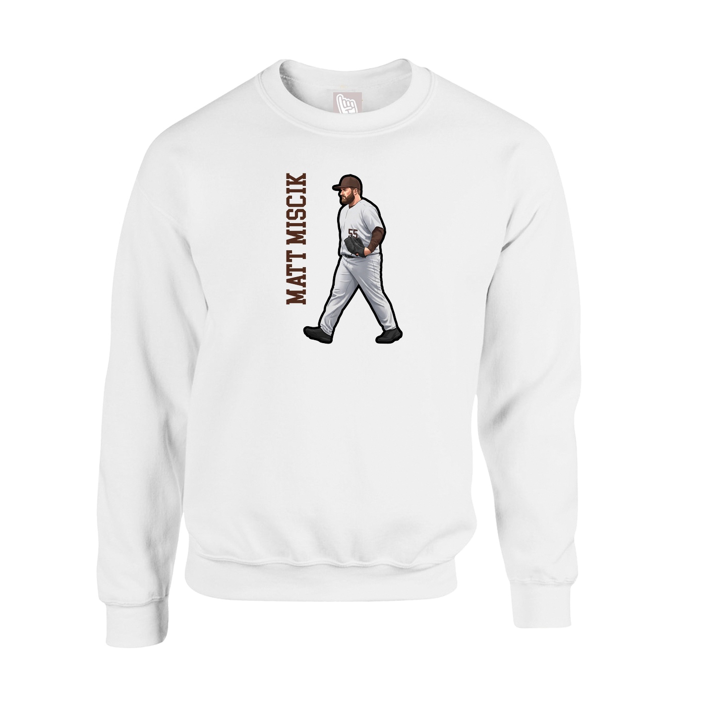 Fleece Crew — Name Vertical in White