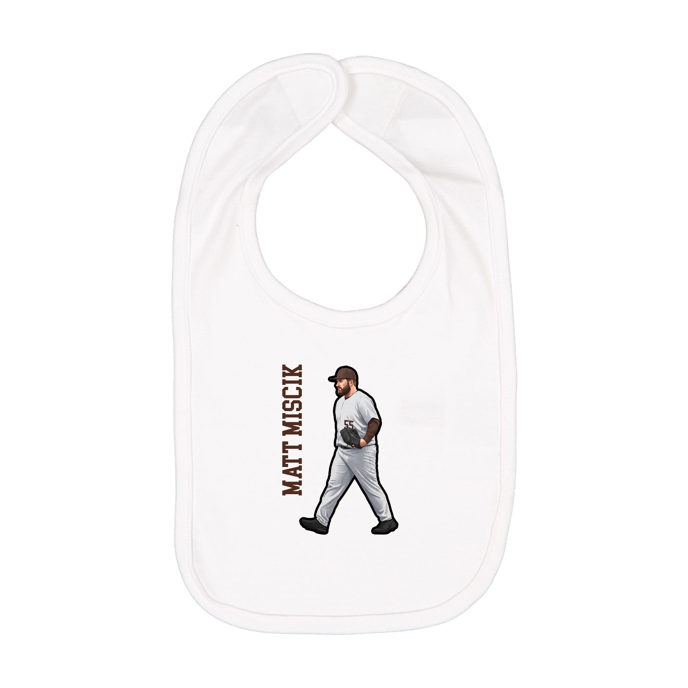 Infant Bib — Name Vertical in White