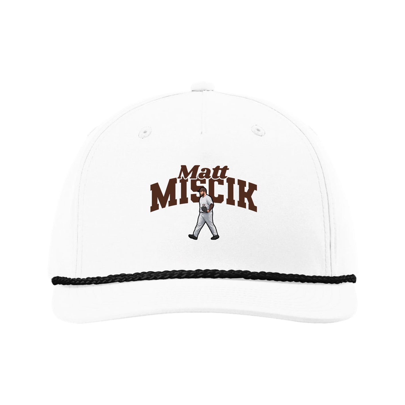 Five-Panel Classic Rope Cap — Signature Arch in White