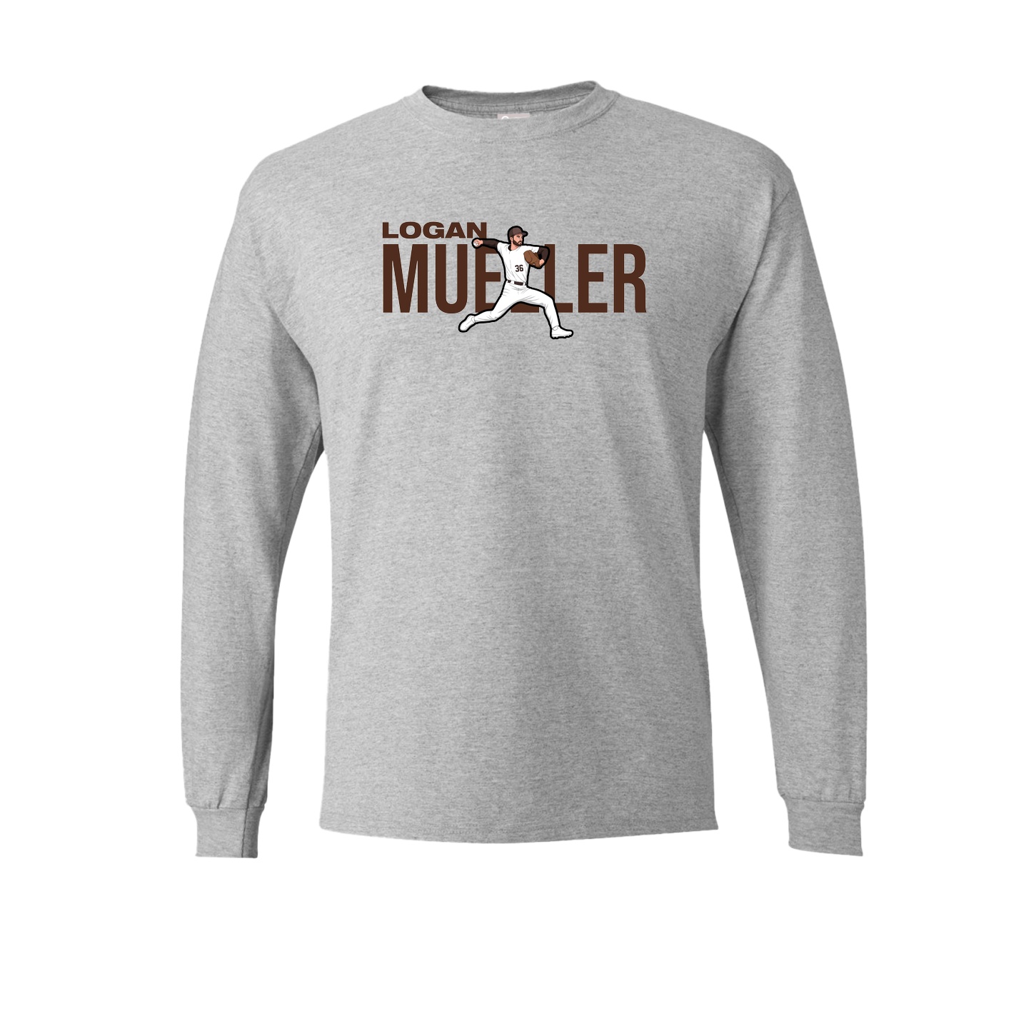 Long Sleeve Tee — Player Name in Grey