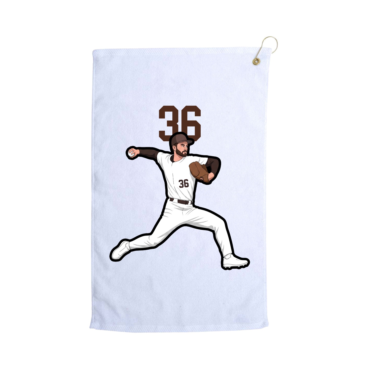 Golf Towel — Number Top in White