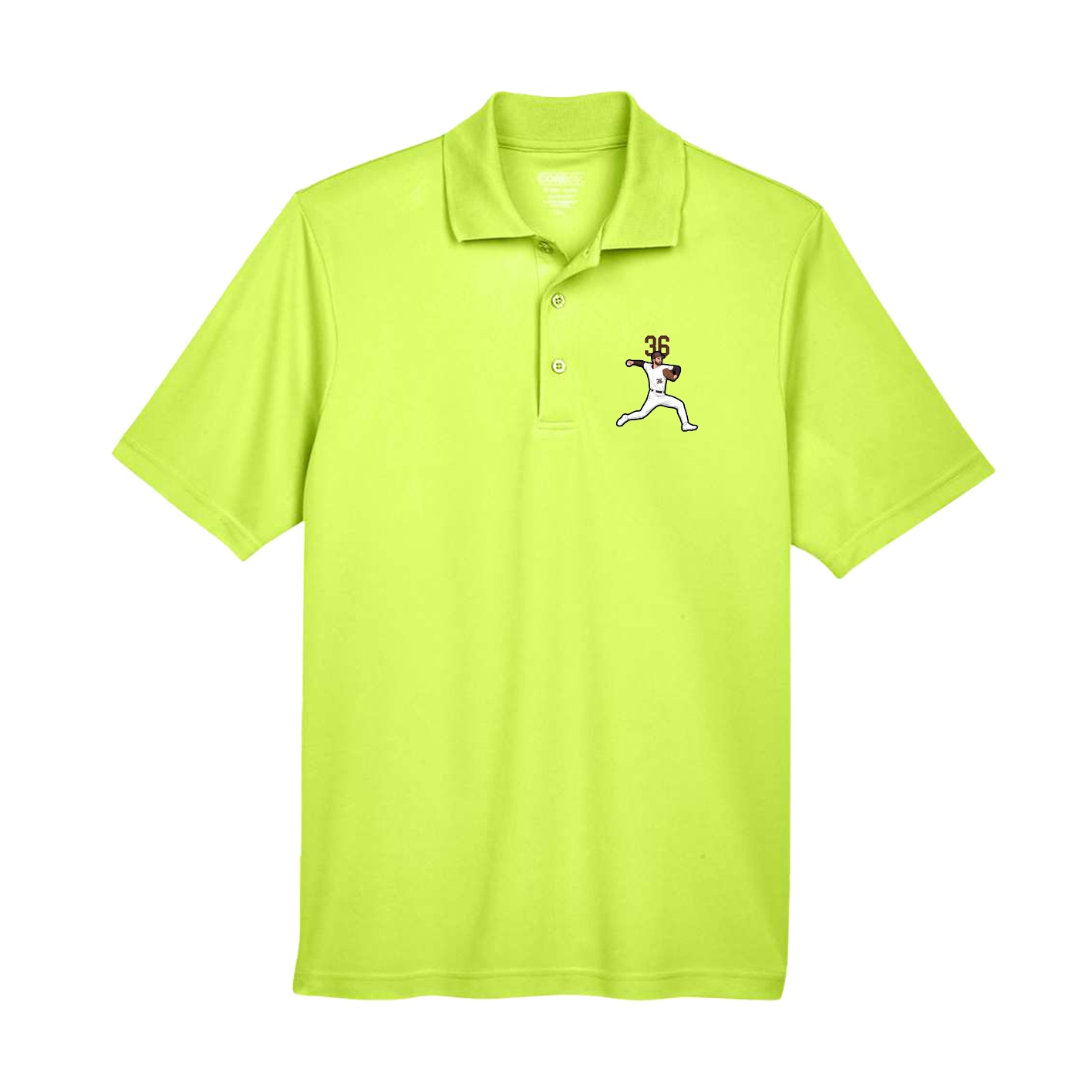 Performance Polo — Number Top in Yellow