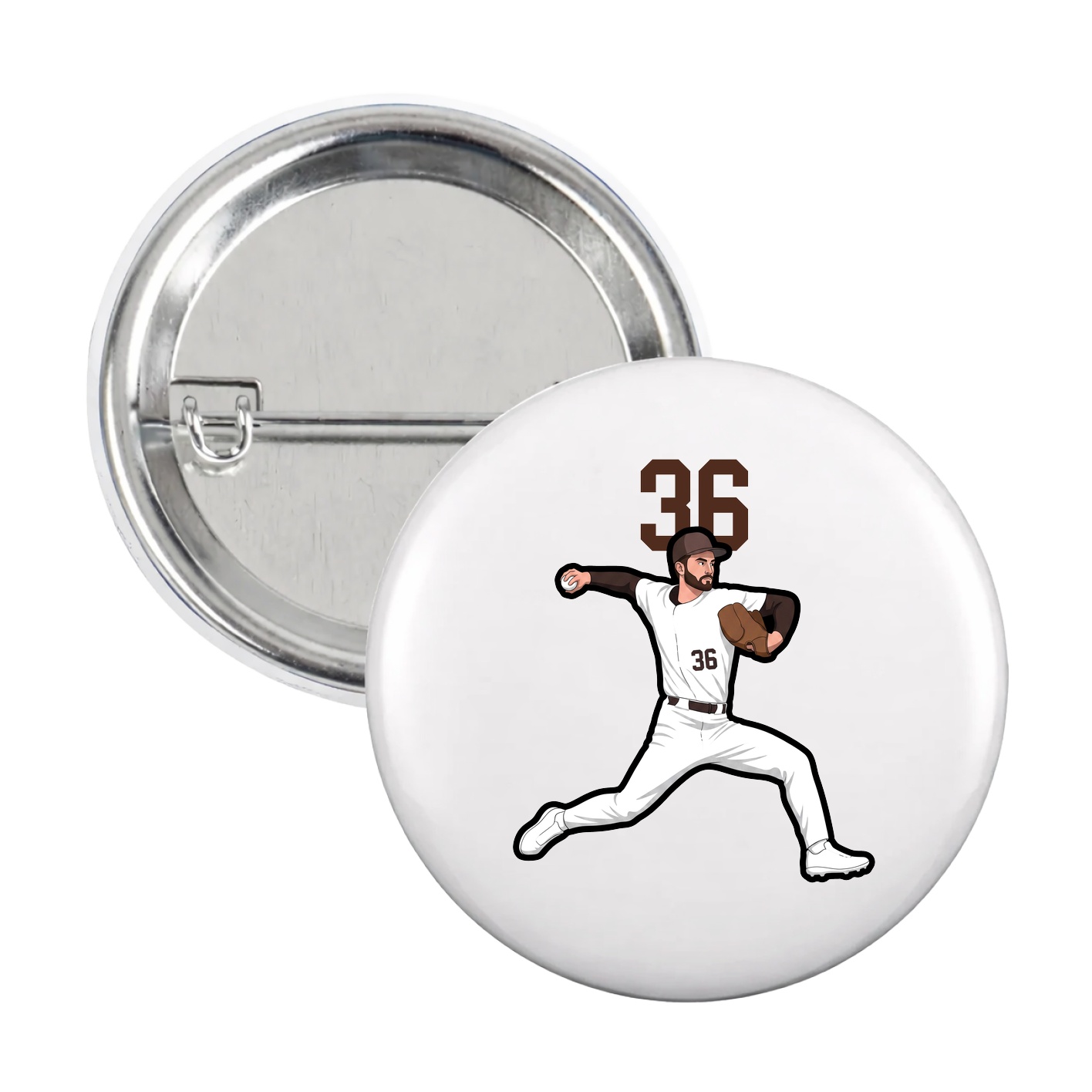 Game Day Button — Number Top in White