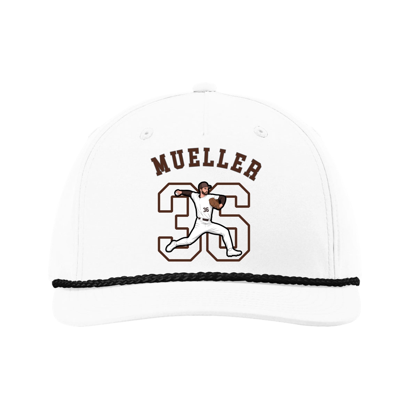 Five-Panel Classic Rope Cap — Shirsey Arch in White