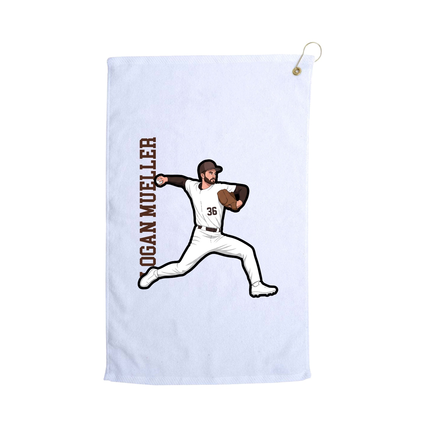 Golf Towel — Name Vertical in White