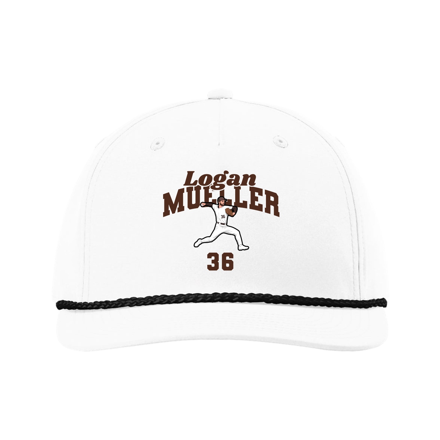 Five-Panel Classic Rope Cap — Signature Arch in White