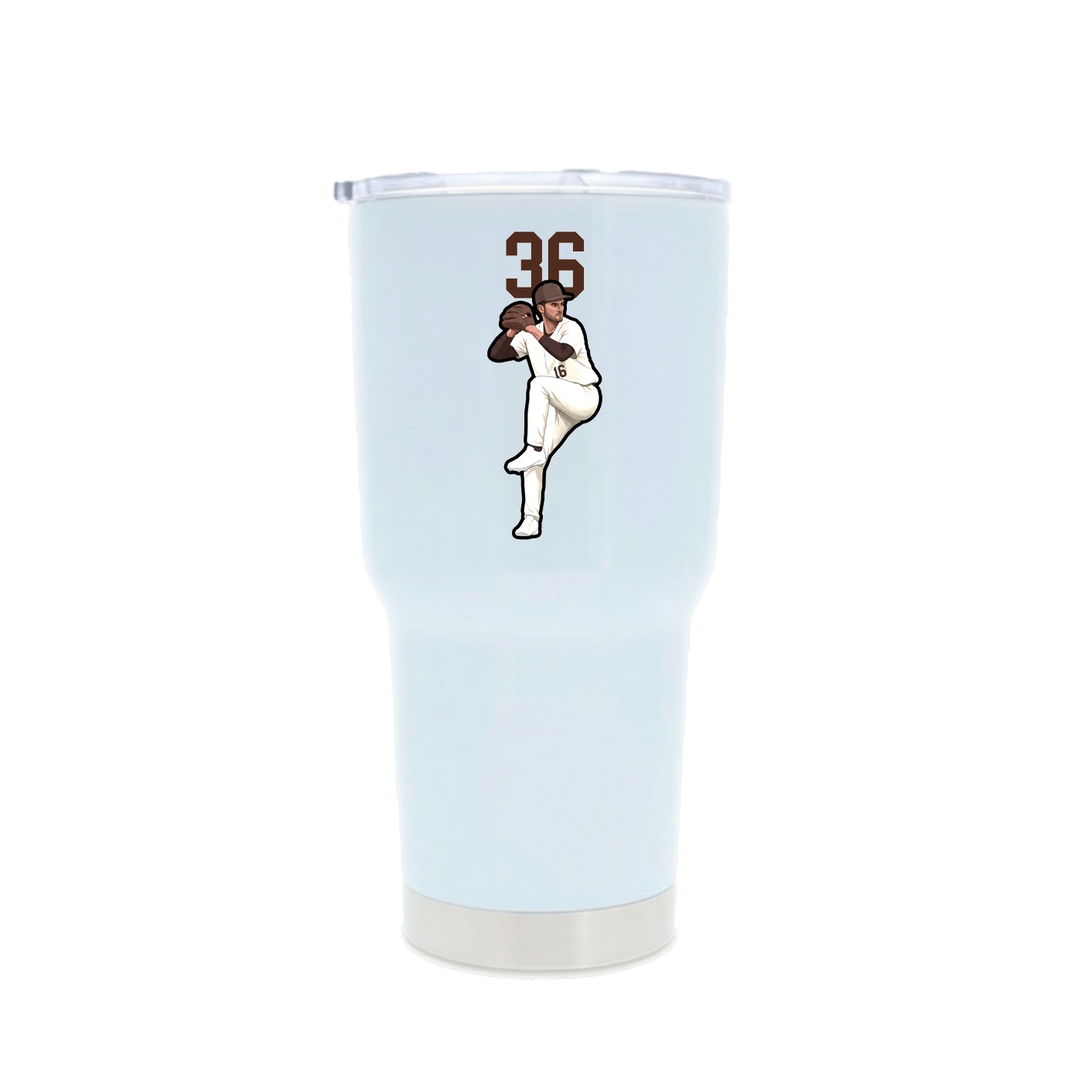 30oz Stainless Steel Tumbler — Number Top in White