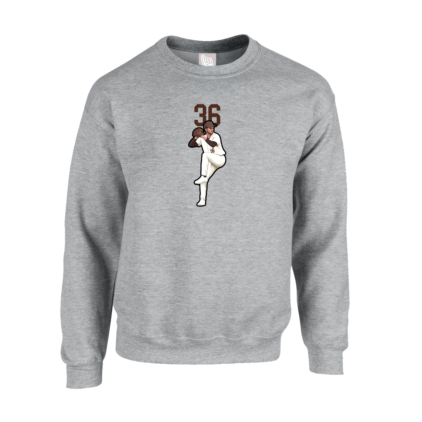 Fleece Crew — Number Top in Grey