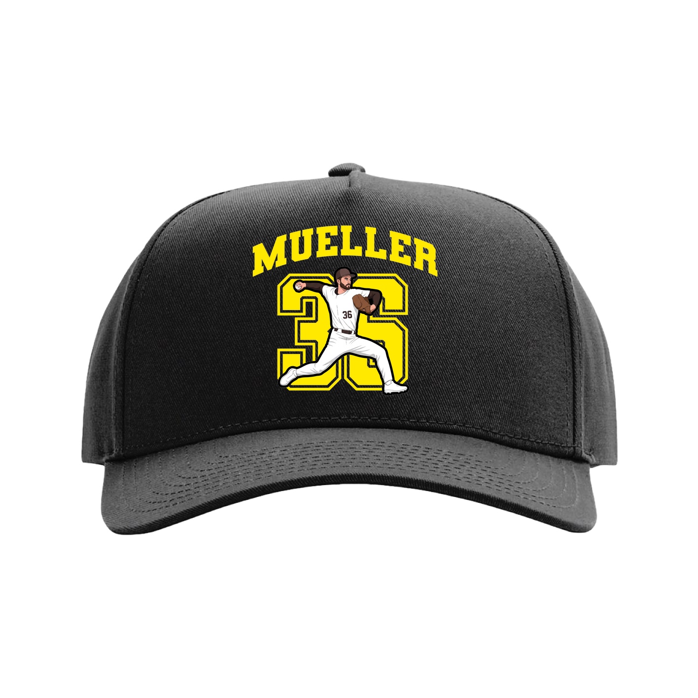 Full Fabric Five-Panel Champ Cap — Number in Black