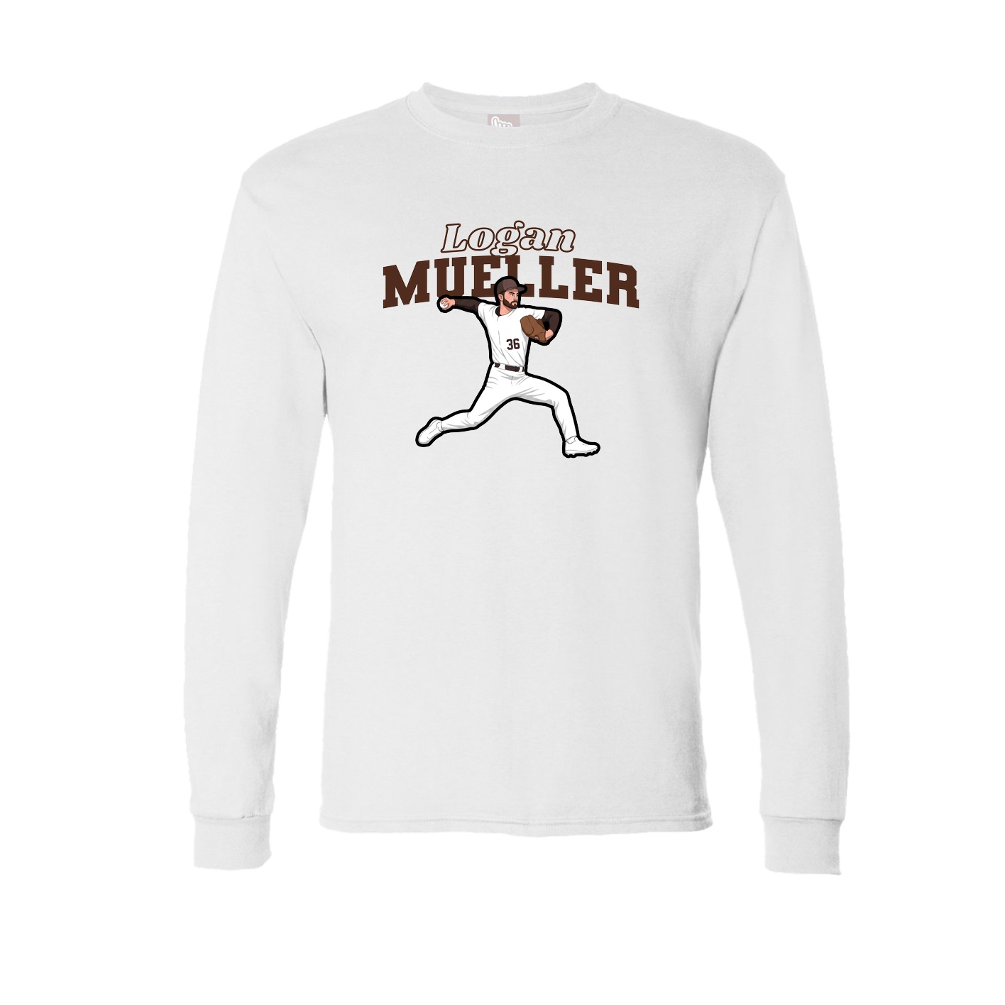 Long Sleeve Tee — Name Arch in White