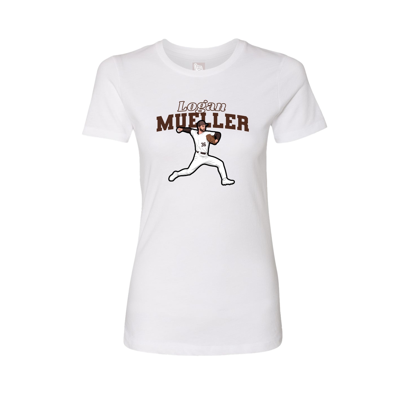 Fitted Women's Tee — Name Arch in White