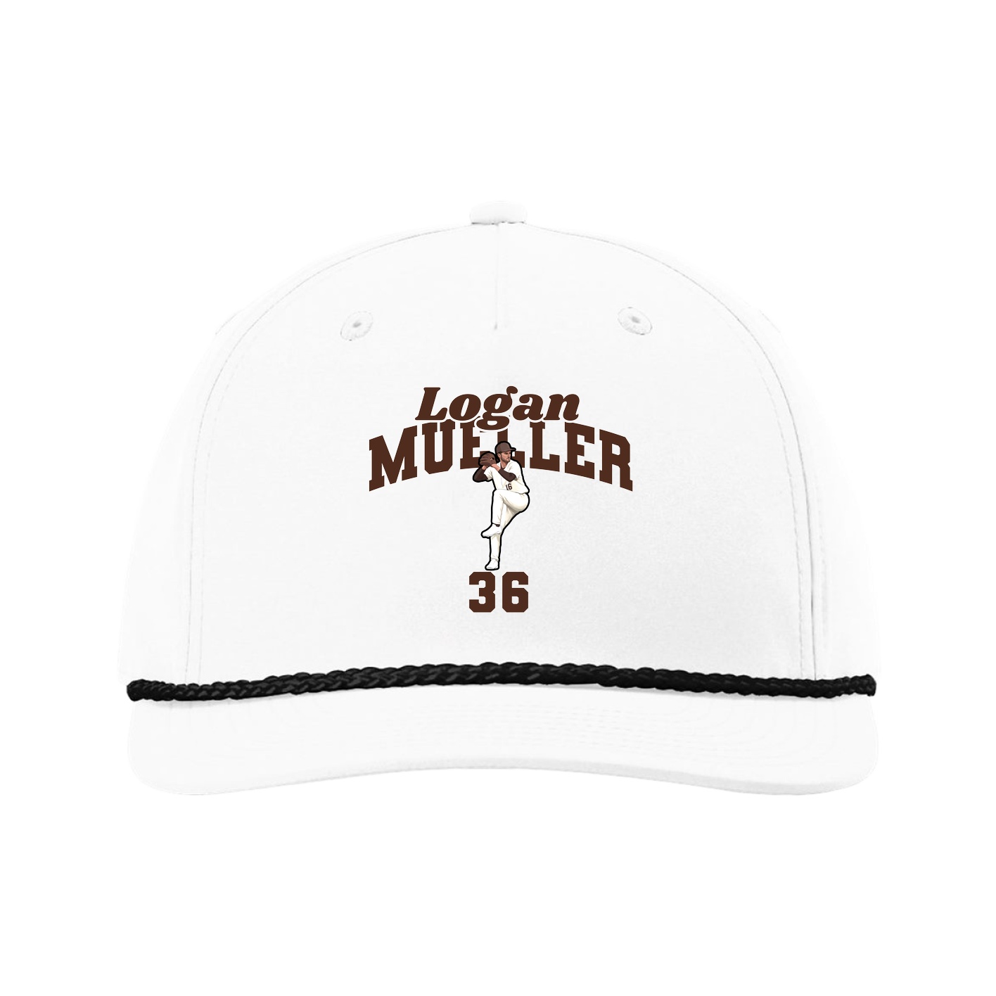 Five-Panel Classic Rope Cap — Signature Arch in White