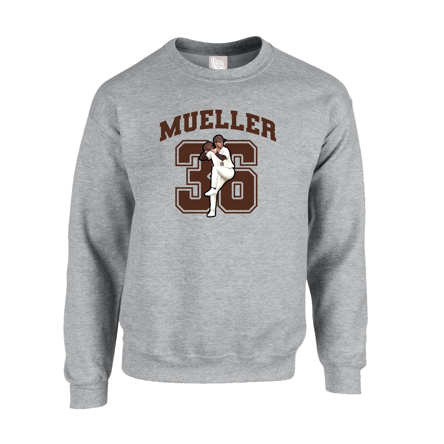 Fleece Crew — Number in Grey