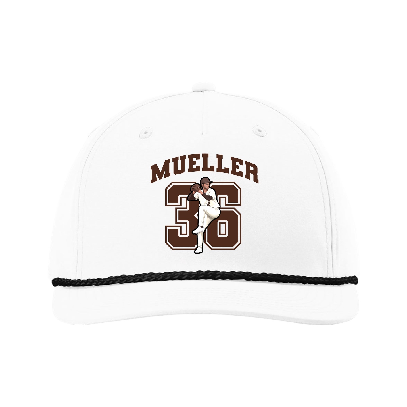 Five-Panel Classic Rope Cap — Number in White