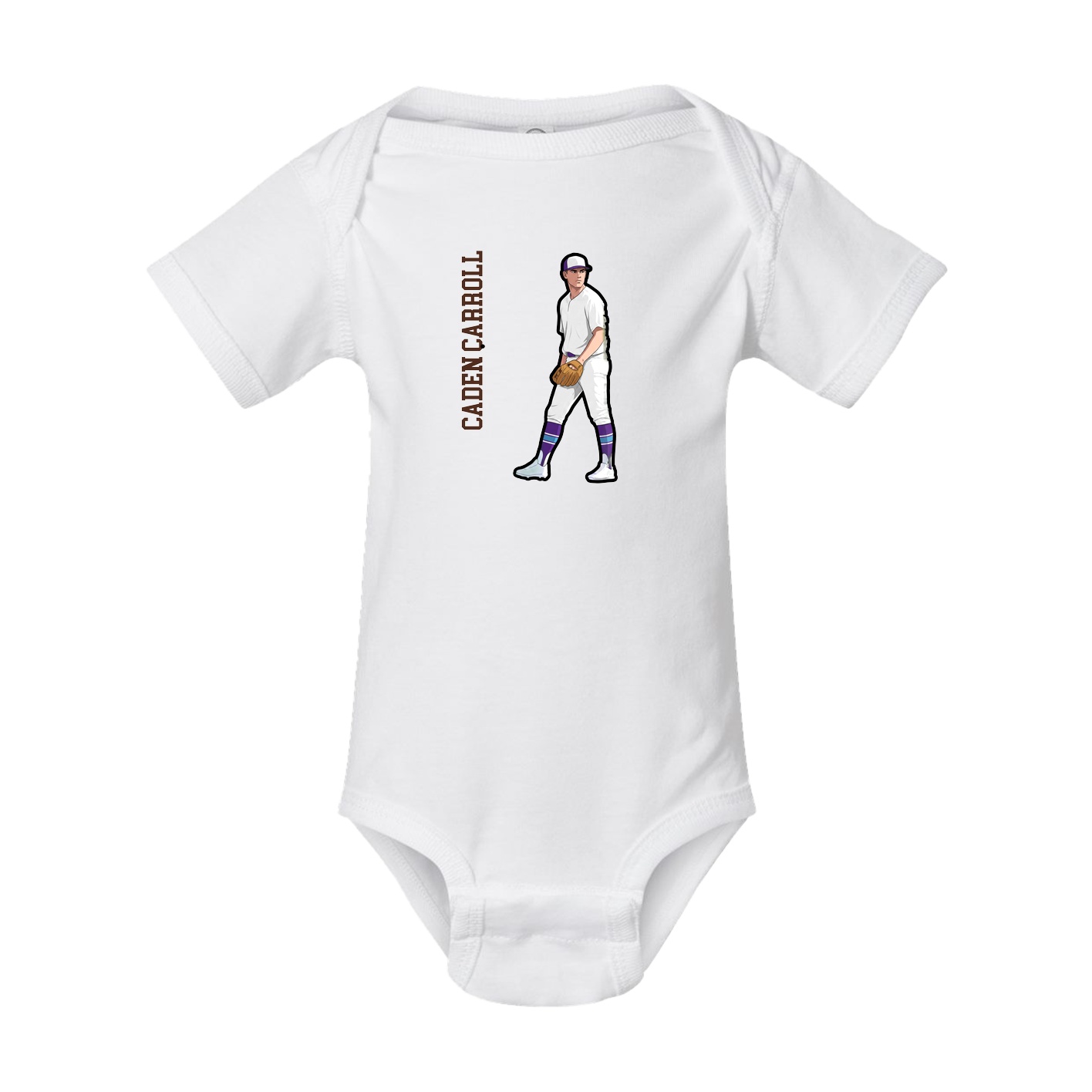 Baby Onesie — Name Vertical in White