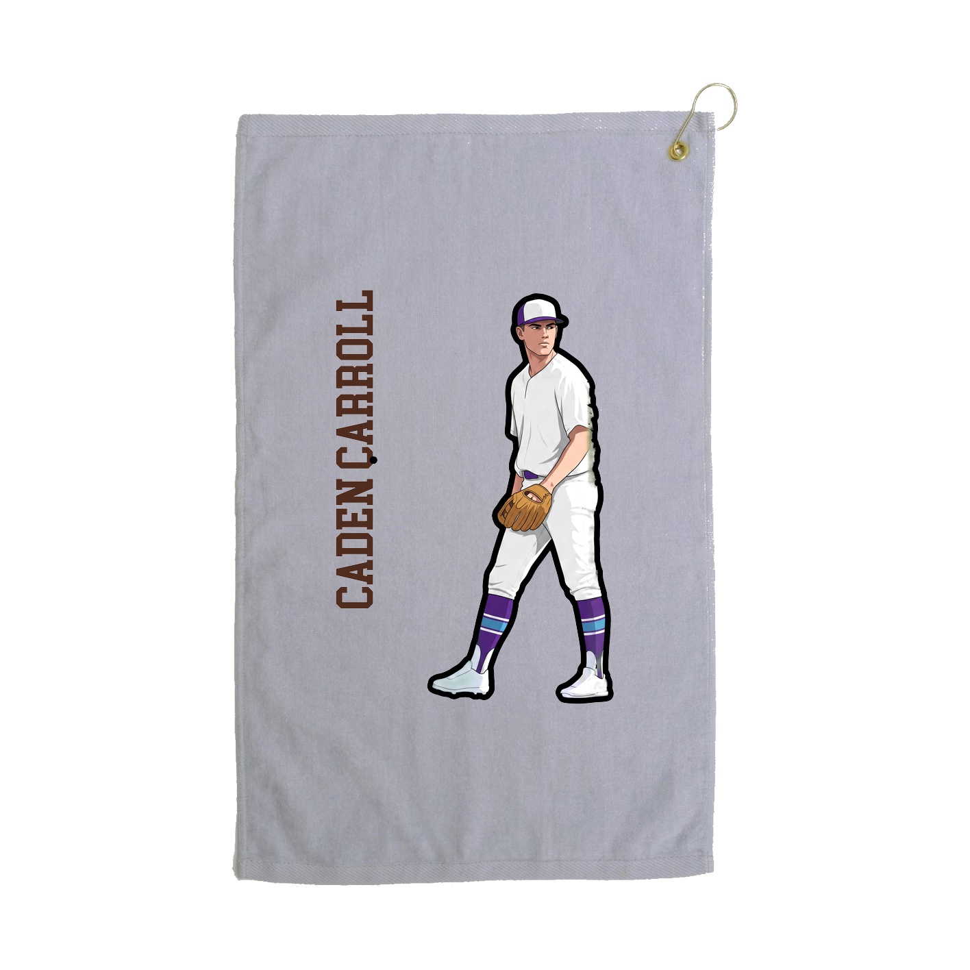 Golf Towel — Name Vertical in Grey